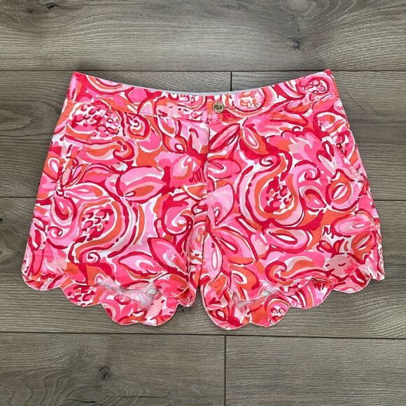 Lilly Pulitzer Pants - Lilly Pulitzer 5” The Buttercup Scallop Shorts Pink Pout Mango Salsa Sz 2